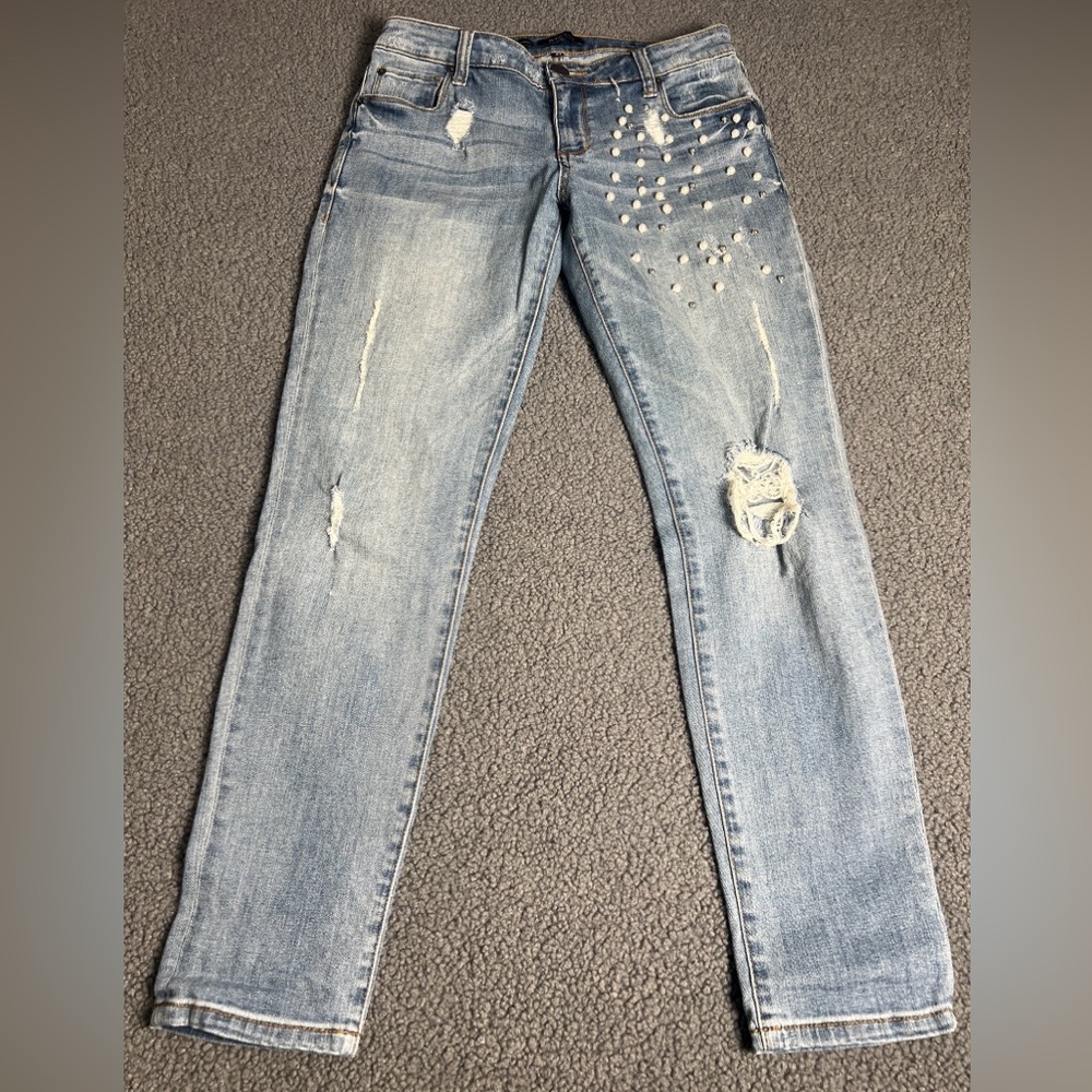 STS Blue Taylor Tomboy Jeans Women's 27 Blue 5-Pocket Distressed Pearl Sparkling